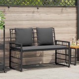 vidaXL Bancă de exterior cu pernă Negru și Gri &icirc;nchis 116 x 55 x 82 cm 42025142
