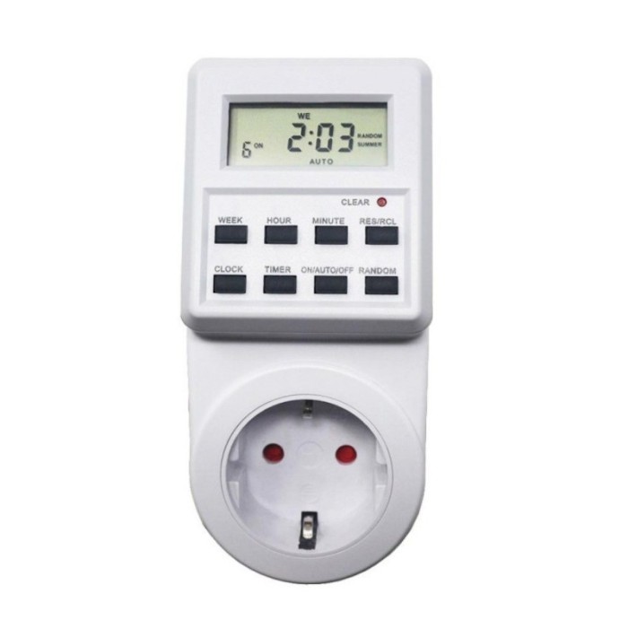 Priza programabila digitala elSales ELS-DIG10, 220V, 16 A, 3500 W, alb