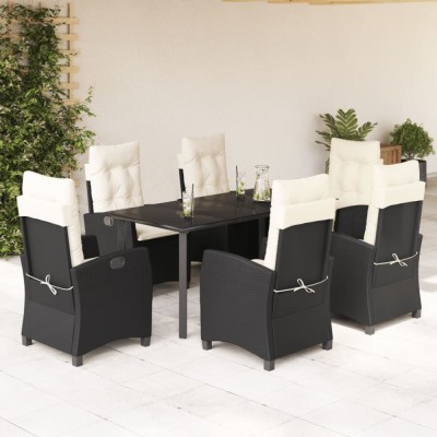 vidaXL Set mobilier de grădină cu perne, 7 piese, negru, poliratan 3212737 foto
