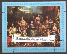 RAS AL KHAIMA 1970 PICTURA PERSONALITATI FRANCEZE LUDWIG XIV ( colita dt.) MNH