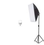Cumpara ieftin Softbox cu trepied reglabil 200 cm, bec LED 25W, Dactylion