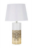 Cumpara ieftin Lampa de masa, Glam Elegant, Mauro Ferretti, 1 x E27, 40W, &Oslash;30 x 48.5 cm, ceramica/fier/textil, alb/auriu