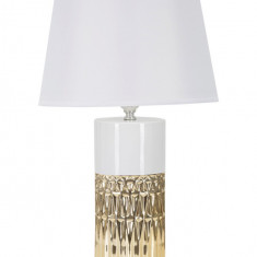 Lampa de masa, Glam Elegant, Mauro Ferretti, 1 x E27, 40W, Ø30 x 48.5 cm, ceramica/fier/textil, alb/auriu