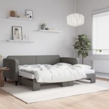 vidaXL Pat de zi cu extensie și saltele, gri &icirc;nchis, 90x200 cm, textil