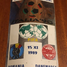 Abtibild meci fotbal ROMANIA - DANEMARCA (15.XI.1989, Ca nou!)