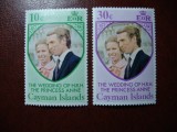 CAYMAN ISLANDS 1973 NUNTA PR. ANNE SERIE MH, Nestampilat