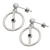 Cercei din argint 925, model cerc cu onix