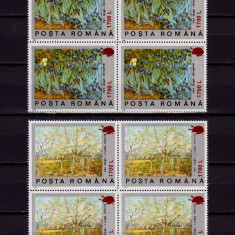 RO 2000 ,LP 1513 , " 100 ani m. Van Gogh supra./1990" , bloc de 4 ,MNH