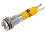 Lampă LED Control 12V DC Galbenă, Carcasă Metalică Plată, &Oslash;8mm - CML INNOVATIVE TECHNOLOGIES