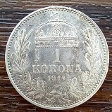 (A121) MONEDA DIN ARGINT UNGARIA - 1 KORONA 1914 COROANA, FRANZ JOSEPH, PATINA SUPERBA
