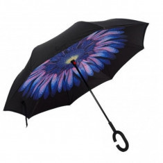 Umbrela de ploaie reversibila 100cm Imprimeu Interior Floare UM001 foto