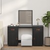VidaXL Set masă de toaletă cu oglindă, negru, lemn masiv de pin