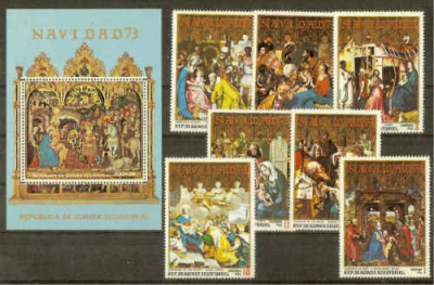 Eq. Guinea 1973 Painting, Religion, set + perf. sheet, MNH N.042 foto