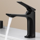Baterie Lavoar BiXXBi Bath X, Cupru, Aerator Newport, Cartus Ceramic, Premium, Design Modern, Negru