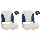 VidaXL Set scaun pliabil pentru barcă, 4 piese, cu pernă alb-albastru