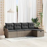 Cumpara ieftin Set de canapele pentru grădină cu pernă 5 pcs Gri Rattan poli