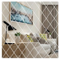 Set 116 Oglinzi Acrilice din PVC, Autoadezive pentru Decorarea Peretilor, Argintiu, 200 x 100 cm, Premium, RIF REFCO &reg;