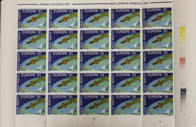 Romania 1991 Europa CEPT Space x 25 in fold sheet Mi.4653 MNH CD.006 foto