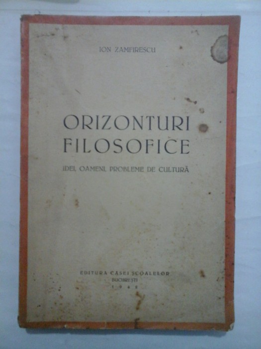 ORIZONTURI FILOZOFICE - ION ZAMFIRESCU