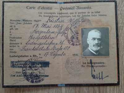Buletin act de identitate Germania 1918 document vechi foto