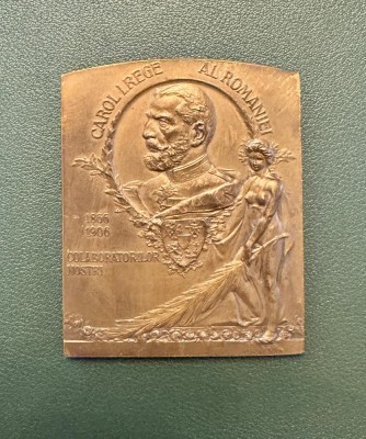 Expoziția Generală Rom&amp;acirc;nă din 1906, plachetă din bronz, gravori R. Cizek și Resch foto