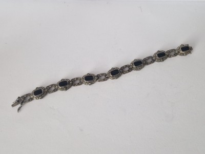 Bratara de Dame din Argint cu Pietre de Culoare Neagra si Marcasite . foto