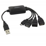 Cumpara ieftin Hub USB 2.0 cu 3 porturi USB si conector microUSB, Esperanza 92503, negru