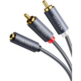 Cablu Audio 3.5mm - 2 x RCA UGREEN AV102, 1m, Gri
