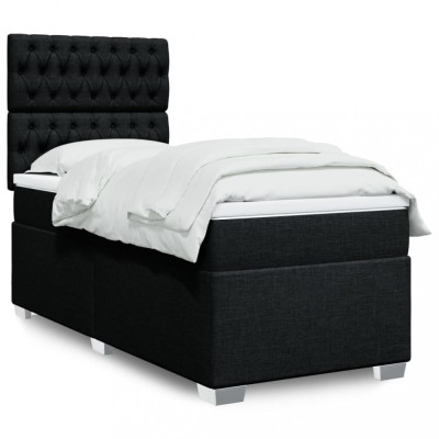 vidaXL Pat box spring cu saltea, negru, 90x190 cm, textil 3290352 foto