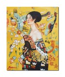 Cumpara ieftin Tablou pictat manual, Doamna cu evantai, 50x40cm ulei pe panza, reproducere Gustav Klimt