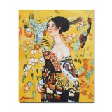 Tablou celebru pictat manual, Doamna cu evantai, 50x40cm ulei pe panza, reproducere Gustav Klimt