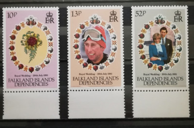 BC601, Insulele Falkland 1981, serie printesa Diana si printul Charles foto