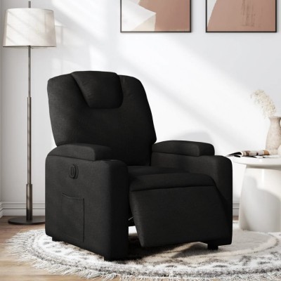 vidaXL Fotoliu rabatabil electric, negru, material textil foto