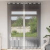 Perdele Voile Negre 140x300 cm vidaXL, Set 2 buc, Ochiuri Metalice, Semitransparente, Poliester