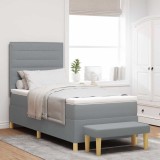 Cumpara ieftin Pat cu arcuri cu perna Gri deschis 200 x 90 cm tesatura