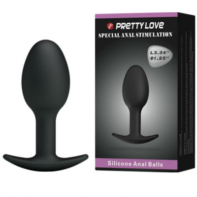 Dop Anal Heavy Balls Silicone Butt Plug 1, Negru, 8 cm foto