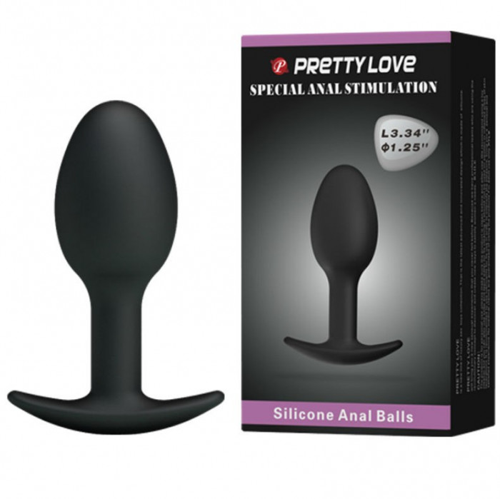 Dop Anal Heavy Balls Silicone Butt Plug 1, Negru, 8 cm