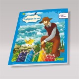 Carte de colorat si povesti clasice Pestisorul de Aur pentru copii prescolari, 12 planse