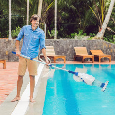 Outsunny Aparat de curatat piscina cu Baterii, Alb si Albastru foto