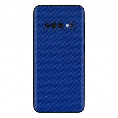 Set Folii Skin Acoperire 360 Compatibile cu Samsung Galaxy S10 Plus (Set 2) - ApcGsm Wraps Carbon Blue