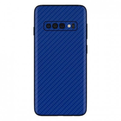 Set Folii Skin Acoperire 360 Compatibile cu Samsung Galaxy S10 (Set 2) - ApcGsm Wraps Carbon Blue foto