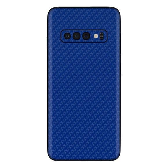 Set Folii Skin Acoperire 360 Compatibile cu Samsung Galaxy S10 (Set 2) - ApcGsm Wraps Carbon Blue