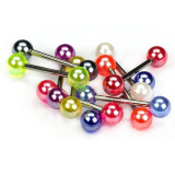 Cumpara ieftin Piercing pentru limbă, perle colorate - Culoare Piercing: Roz