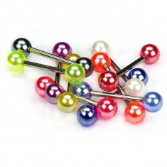 Piercing pentru limbă, perle colorate - Culoare Piercing: Albastru