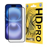Folie de protectie Ecran Matte Lito HD Pro pentru Apple iPhone 16, Sticla Securizata, Full Glue, Neagra