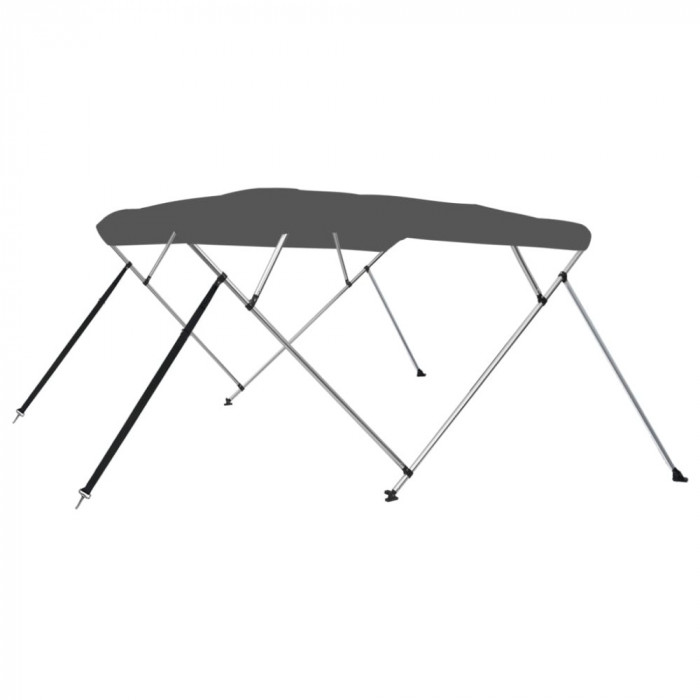 vidaXL Parasolar barcă Bimini cu 4 arcuri, antracit, 243x180x137 cm