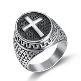 Cumpara ieftin Inel barbati JustZEN Cruce Gotica Inox Marimea 9 circumferinta 59 mm 22.7g Argintiu look rock-punk