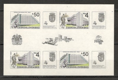 Cehoslovacia.1988 Expozitia filatelica PRAGA:Cladiri moderne-Bl. XC.588 foto
