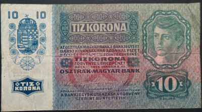 Bancnota istorica 10 COROANE - AUSTRO-UNGARIA (AUSTRIA), anul 1915 * cod 185 foto