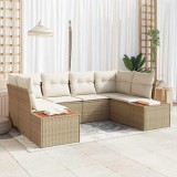 vidaXL Set de canapele pentru grădină cu pernă 6 pcs bej și crem